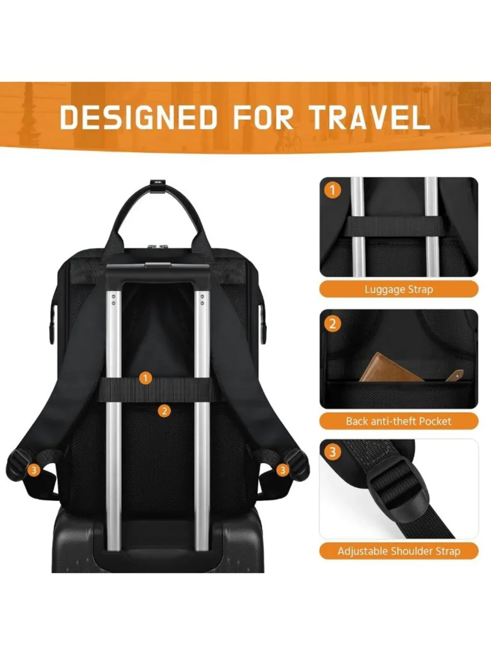 Stylish Waterproof Laptop Backpack for Men & Women, Fits 15.6-17.3